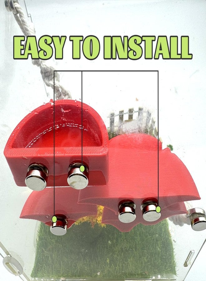 Julang Jumping Spider Enclosure Accessories, 3 Pack Mushroom Shelf & Water Bowl with Magnets, Jumping Spider Climbing Platforms Habitat Decorate Accessories (Red) - Image 4